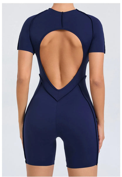 Short Jumpsuit Gym Clothes For Women Sportswear Fitness Overalls Backless Scrunch Booty Yoga Suit Sports Set Outfit