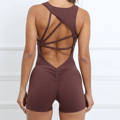 Padded Jumpsuit Sport Women Yoga Bodysuit Fitness Wear Gym Sportswear High Elastic Workout Running Clothes