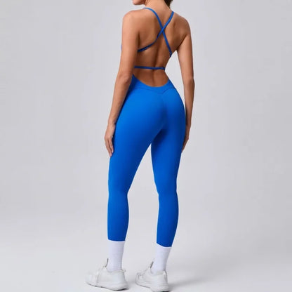 Women's Yoga Jumpsuits Sports Fitness Hip-lifting Cross Beauty Back Adjustable Straps One-piece Training Workout Gym Bodysuits