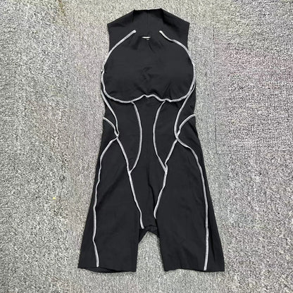 Yoga Jumpsuit Summer Short Sleeveless Sports Wear Gym Fitness Sports Bodysuit Women Dance Running Workout Clothes Yoga Jumpsuit