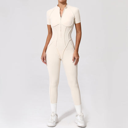 With Zipper Hollow Back Yoga Jumpsuit Sportswear Women Gym Clothes Running Fitness Yoga Backless Bodysuit