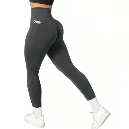 High Waist Tummy Control Yoga Pants with Pockets for Gym Workout - Breathable Stretchy Fitness Leggings