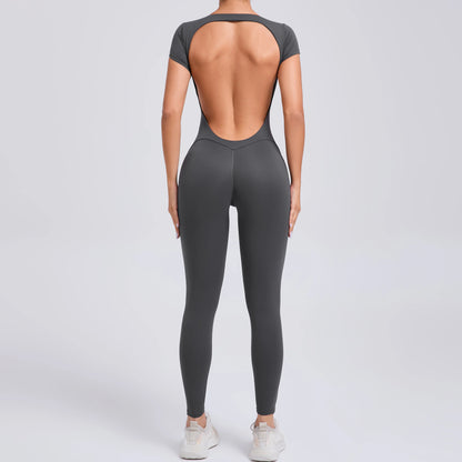 One-piece Yoga Padded Backless Suit Female Rompers Quick Dry Yoga Clothing Workout Bodysuits Scrunch Sports Jumpsuit Women