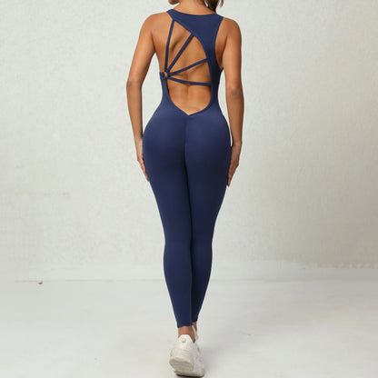 New Yoga Jumpsuit Women One-Piece Sweatpants Sleeveless Gym Suit Running Breathable Sportswear Stretch Tight Leggings