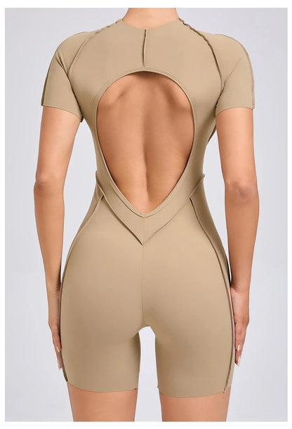 Short Jumpsuit Gym Clothes For Women Sportswear Fitness Overalls Backless Scrunch Booty Yoga Suit Sports Set Outfit