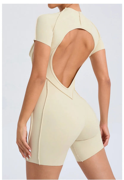 Short Jumpsuit Gym Clothes For Women Sportswear Fitness Overalls Backless Scrunch Booty Yoga Suit Sports Set Outfit