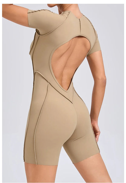 Short Jumpsuit Gym Clothes For Women Sportswear Fitness Overalls Backless Scrunch Booty Yoga Suit Sports Set Outfit