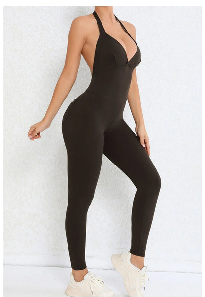 Backless Gym Jumpsuit Sport Overalls Women Nylon Yoga Workout Clothes for Women Fitness Clothing Gym Sets Womens Outfits