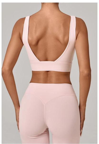 Running Sports Bra Women High Support Open Back Yoga Breathable Slim Fit Fitness Pilates Tank Top With Removable Pads