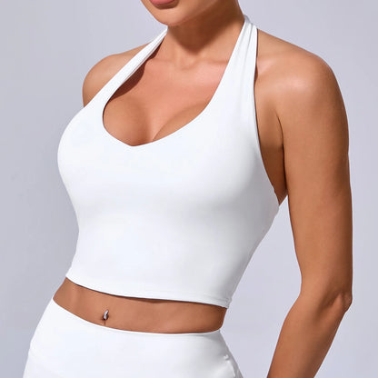 Ladies Sports Bra Sexy Hanging Neck High Support Impact Yoga Underwear Running Fitness Gym Push Up Workout Bra Padded Bralette