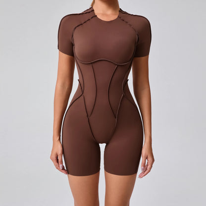 Short Jumpsuit Gym Clothes For Women Sportswear Fitness Overalls Backless Scrunch Booty Yoga Suit Sports Set Outfit