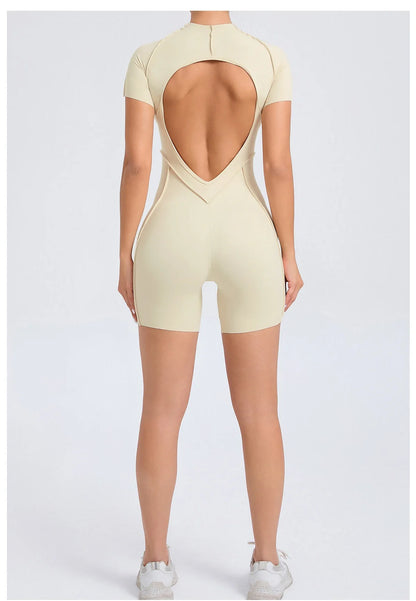 Short Jumpsuit Gym Clothes For Women Sportswear Fitness Overalls Backless Scrunch Booty Yoga Suit Sports Set Outfit