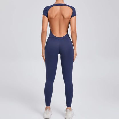One-piece Yoga Padded Backless Suit Female Rompers Quick Dry Yoga Clothing Workout Bodysuits Scrunch Sports Jumpsuit Women