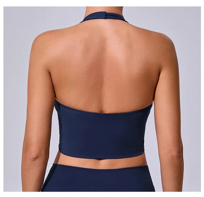 Ladies Sports Bra Sexy Hanging Neck High Support Impact Yoga Underwear Running Fitness Gym Push Up Workout Bra Padded Bralette