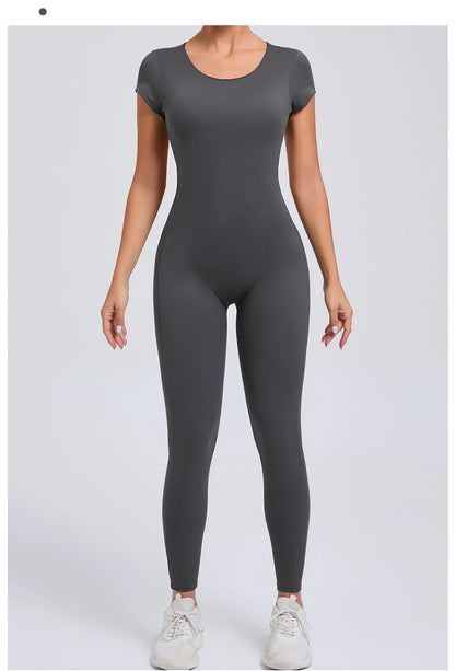 One-piece Yoga Padded Backless Suit Female Rompers Quick Dry Yoga Clothing Workout Bodysuits Scrunch Sports Jumpsuit Women