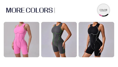 Yoga Jumpsuit Summer Short Sleeveless Sports Wear Gym Fitness Sports Bodysuit Women Dance Running Workout Clothes Yoga Jumpsuit