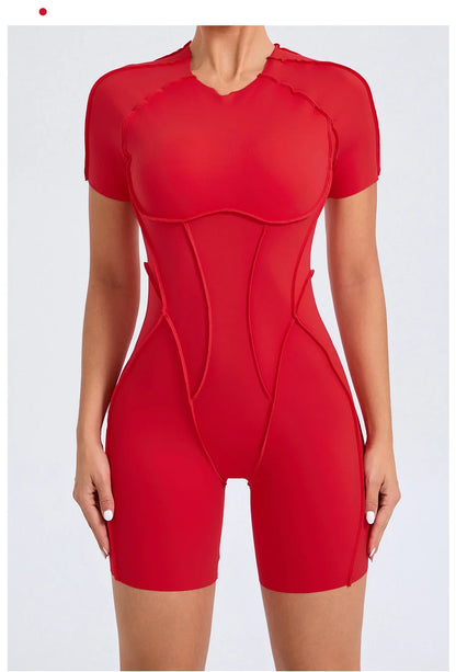 Short Jumpsuit Gym Clothes For Women Sportswear Fitness Overalls Backless Scrunch Booty Yoga Suit Sports Set Outfit