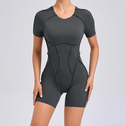 Short Jumpsuit Gym Clothes For Women Sportswear Fitness Overalls Backless Scrunch Booty Yoga Suit Sports Set Outfit