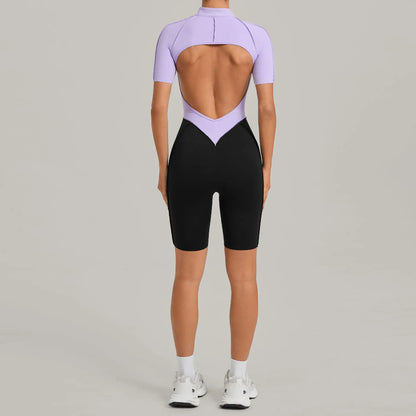 Women's Seamless Yoga Jumpsuit Sports Workout Running Hip-lifting Slim Fit Shorts One-Piece Training Fitness Gym Bodysuit