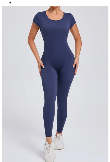 One-piece Yoga Padded Backless Suit Female Rompers Quick Dry Yoga Clothing Workout Bodysuits Scrunch Sports Jumpsuit Women