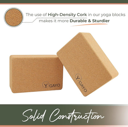 Premium Cork All-in-One Yoga Essentials Kit -Large Cork Yoga Mat and Blocks Set