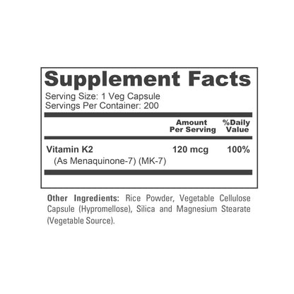 NusaPure Vitamin K2 MK7, 200 Capsules